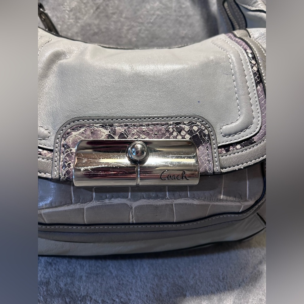 Coach Kristin Spectator 16803 Croc & Python Embossed Leather Hobo - Rehab - Picture 4 of 11